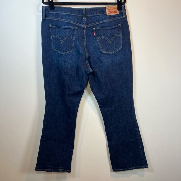 Levis Womens 515 Bootcut Jeans Dark Blue Denim Wash Mid Rise Zip Stretch Size 14 - Picture 8 of 14